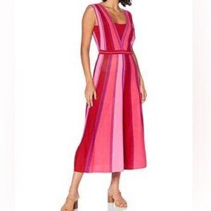 Pinko Tinos Pink Striped Dress Size Medium New Designer Romantic Party Feminine